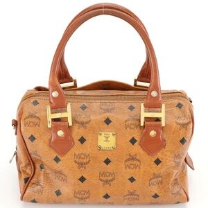 MCM Cognac Visetos - Boston Satchel Bag